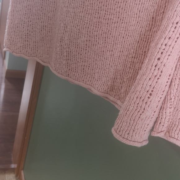 Mittoshop Pink Loose Knit Cotton Rolled Hem Long Sleeve Sweater Sz M Boutique - Picture 10 of 15